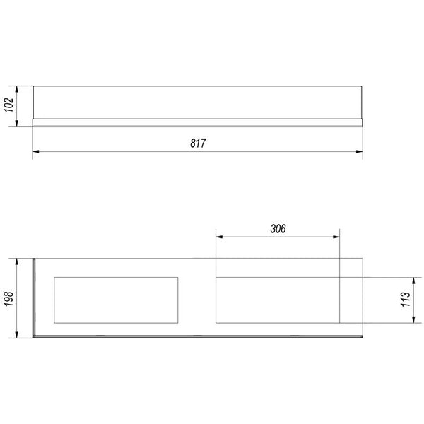 Glas voor hoekhaard - 90 cm links
