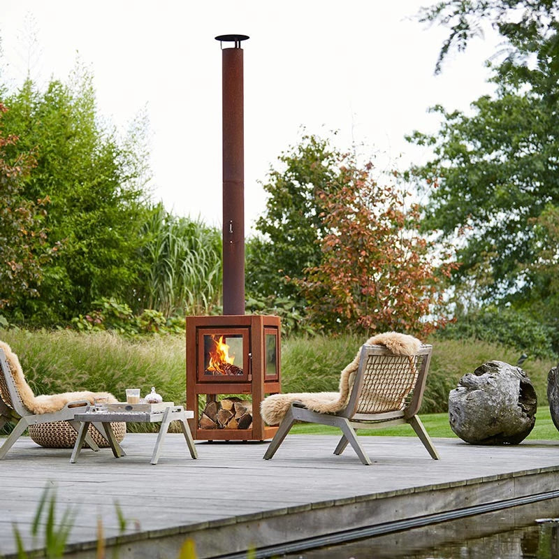 tuinhaard met schoorsteen
