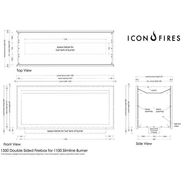Icon Slimline Doorkijk Firebox SFBDS1350