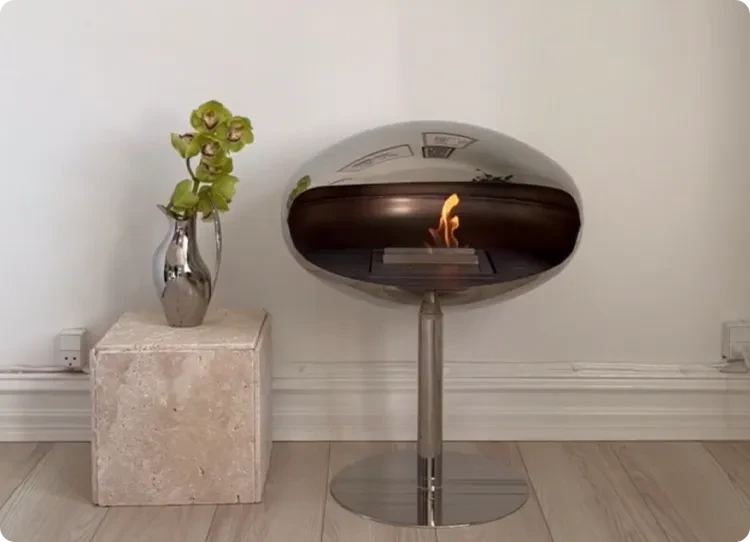 cocoon-pedestal-staal vrijstaande bio-ethanol haard