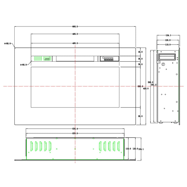 LED Pro elektrische inbouwhaard - 66 cm