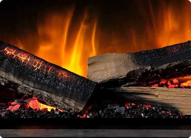 Flamerite Fires elektrische haard met gloeiende houtblokken