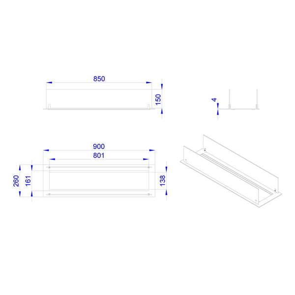 Inbouwprofiel voor brander 80 cm