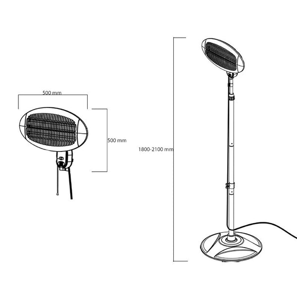 Elektra staande terrasverwarmer 2000 watt