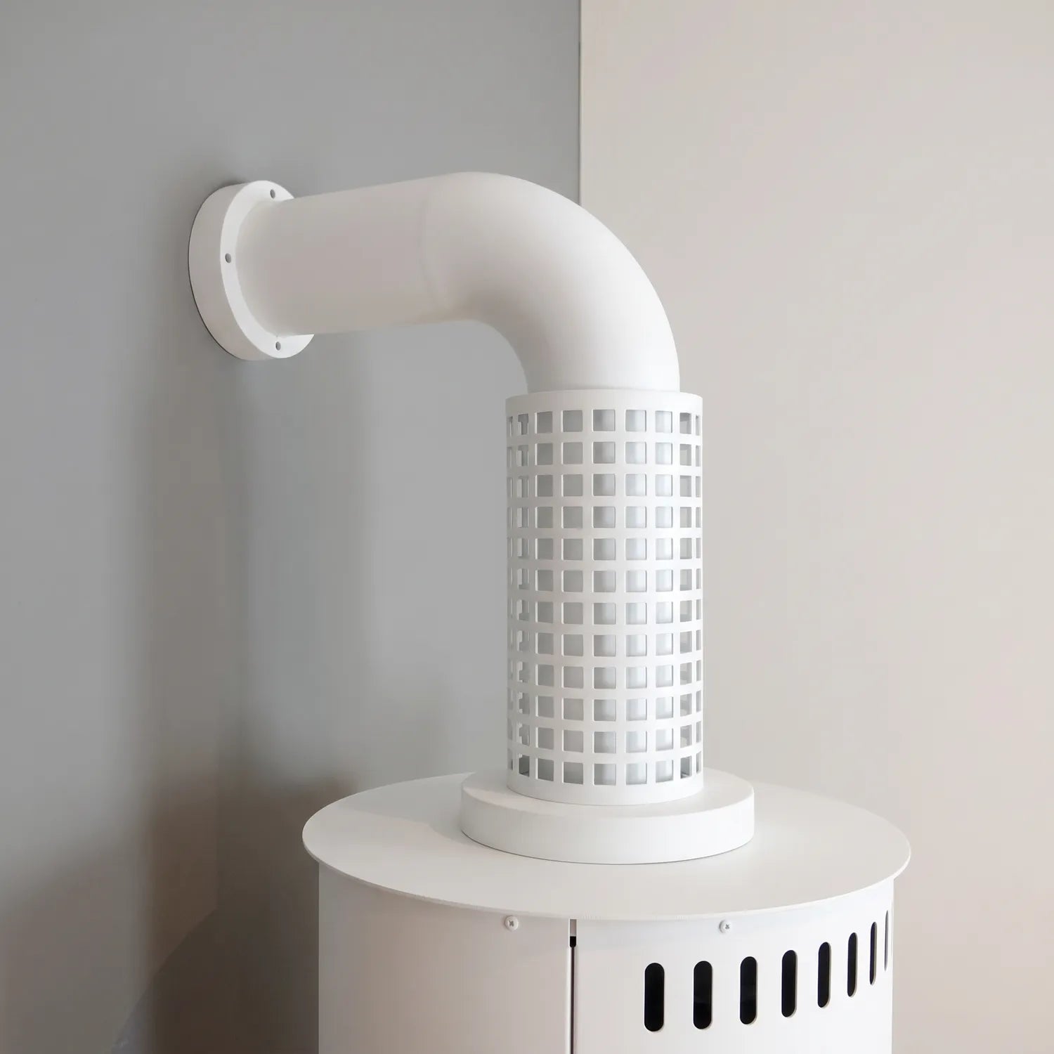 Fake Flue for Bioethanol Stove - Small - White, showing wall attachment bracket