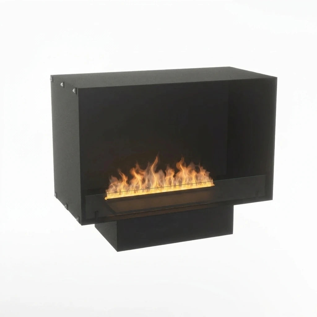 Foco Myst One 800 built-in water vapour fireplace in black with realistic water vapour flames