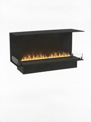 Foco Myst Three 1200 three-sided built-in water vapour fireplace in black with realistic water vapour flames