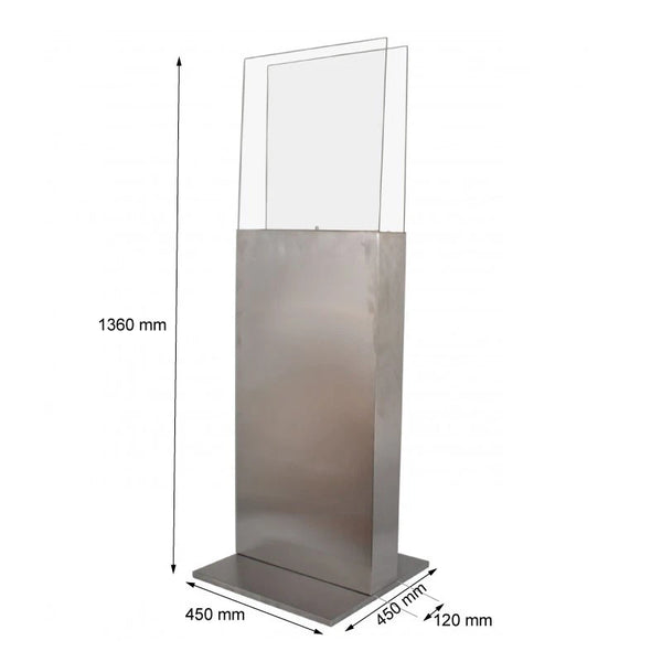 Hoge bio-ethanol haard met glas - Staal