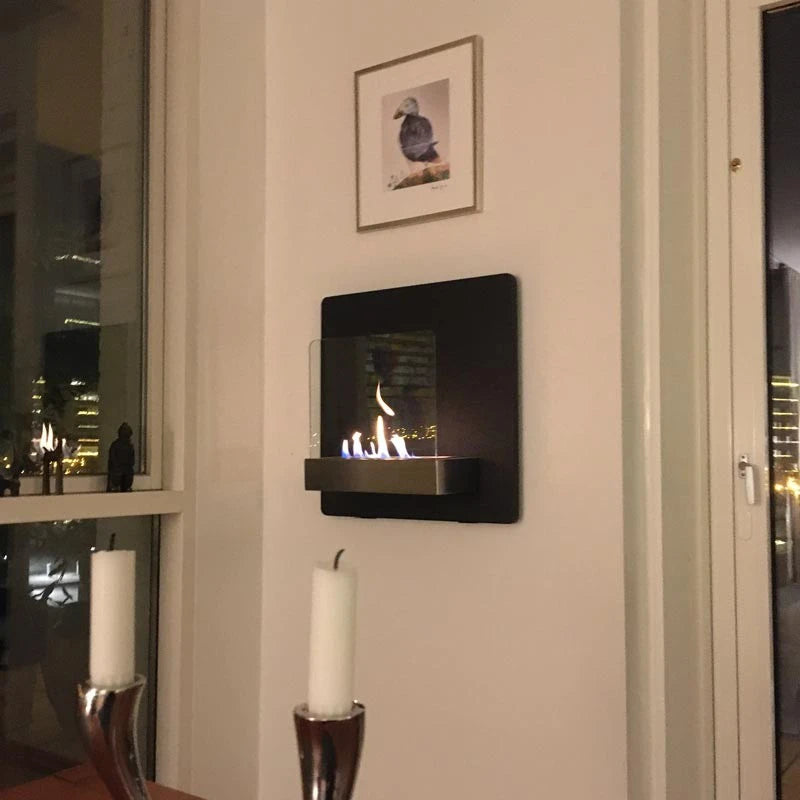 Wandhaard bio-ethanol met glas - Zwart