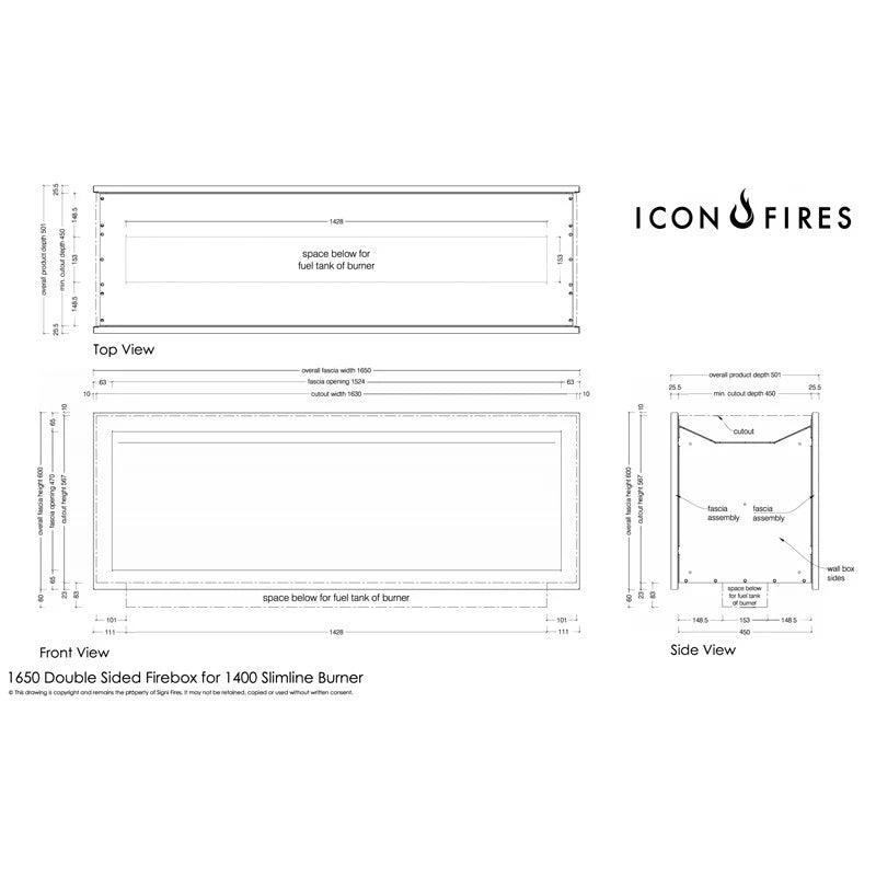 Icon Slimline Doorkijk Firebox  FBDS1650