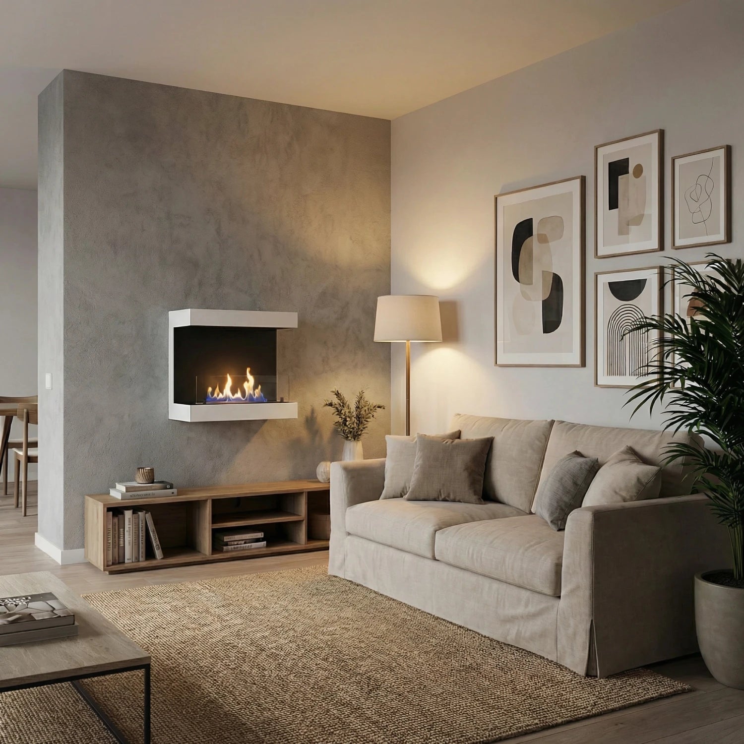 Dakota - Driezijdige bio-ethanol wandhaard - 80 cm