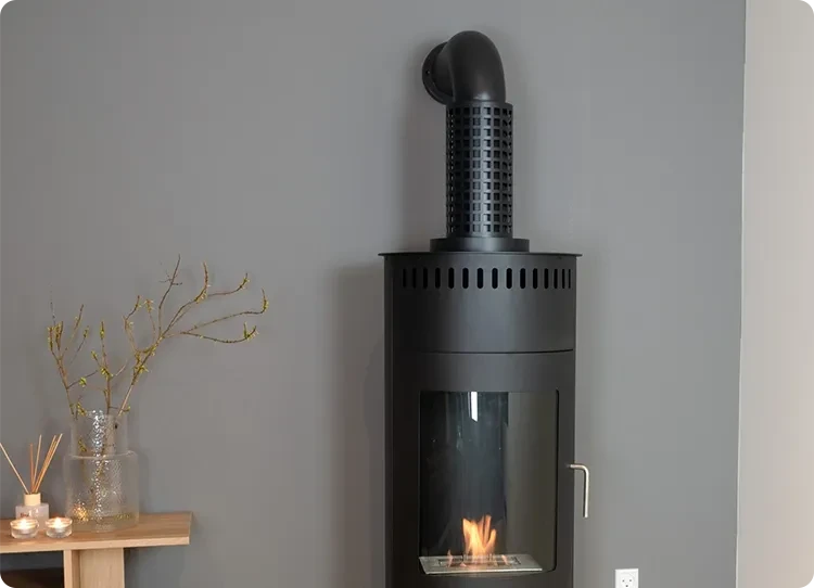 Bio-ethanol haard nep-rookkanaal