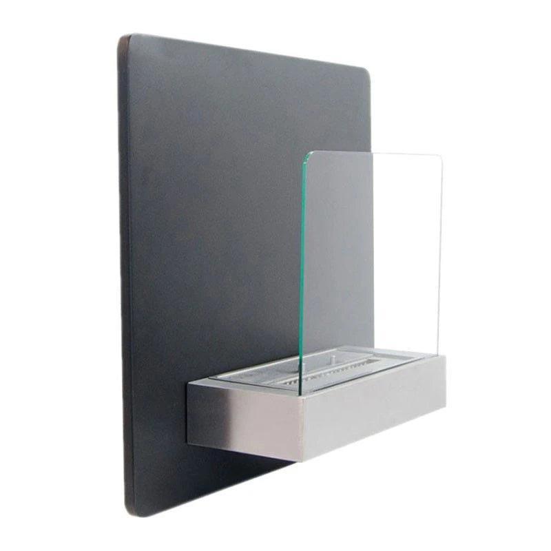 Wandhaard bio-ethanol met glas - Zwart