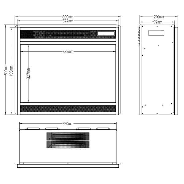 LED elektrische inbouwhaard - 60 cm