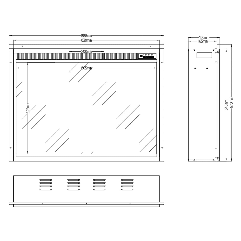 LED Classic elektrische inbouwhaard - 89 cm