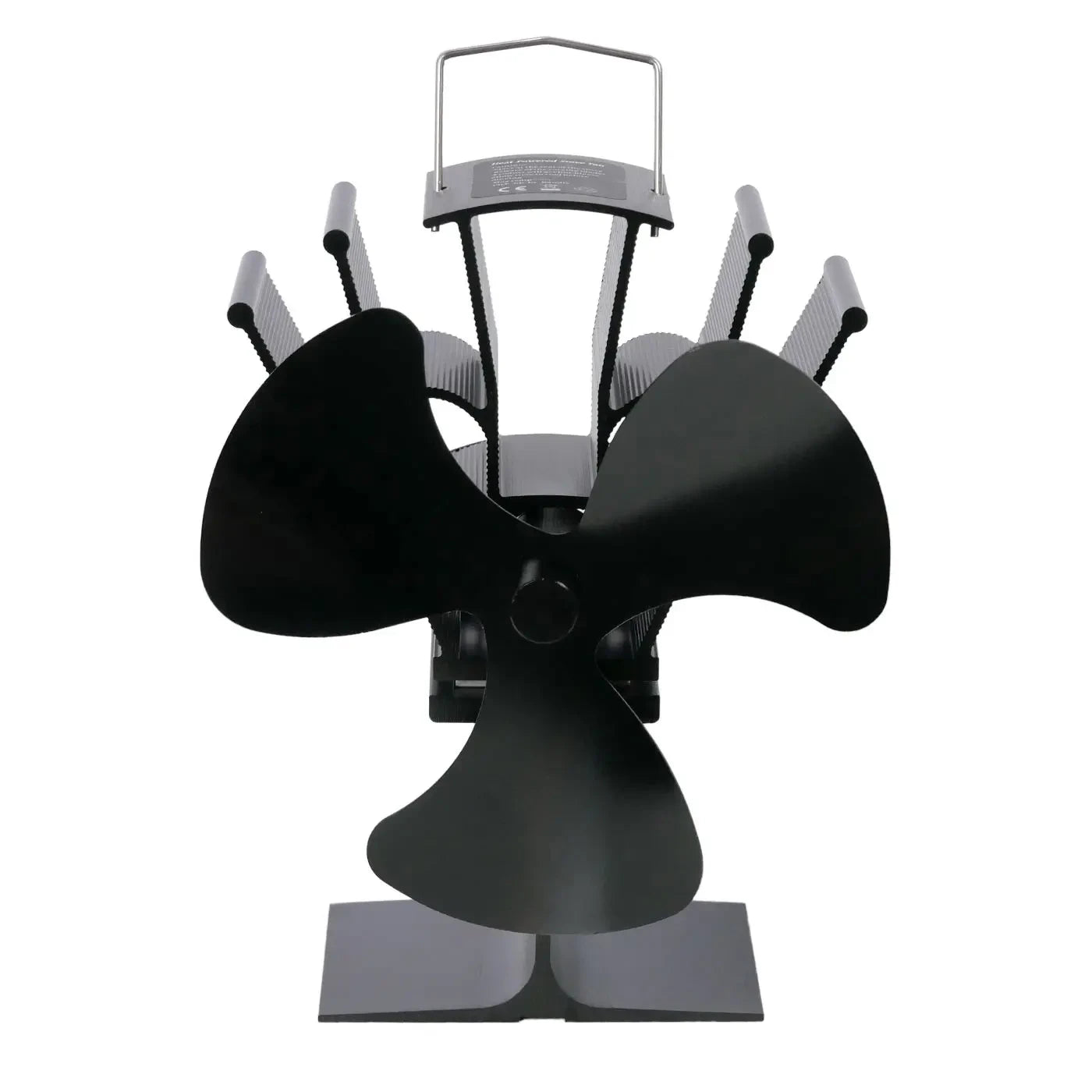 Zwarte warmtedreven haardventilator – 3 bladen