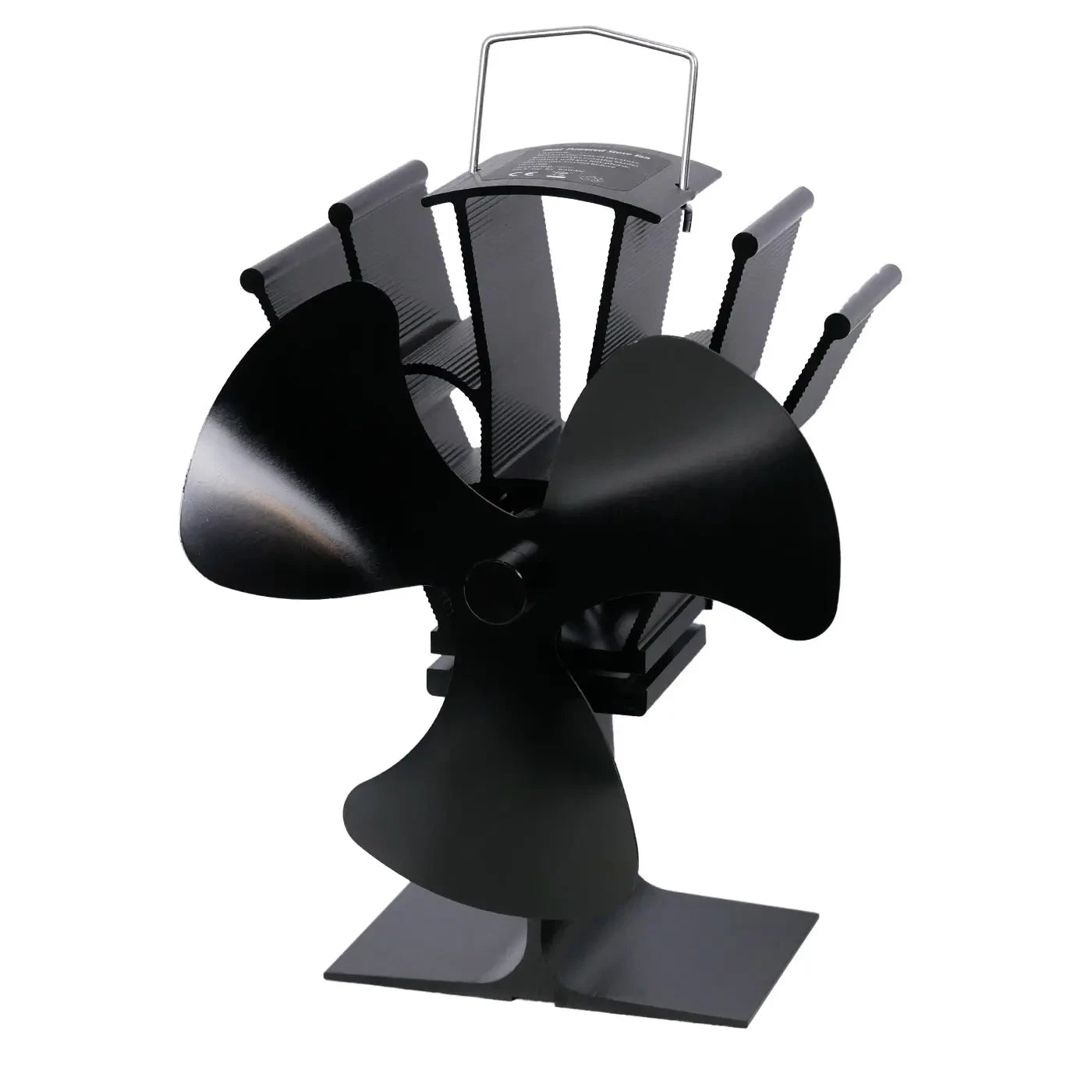 Zwarte warmtedreven haardventilator – 3 bladen