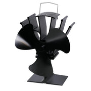 Zwarte warmtedreven haardventilator – 3 bladen