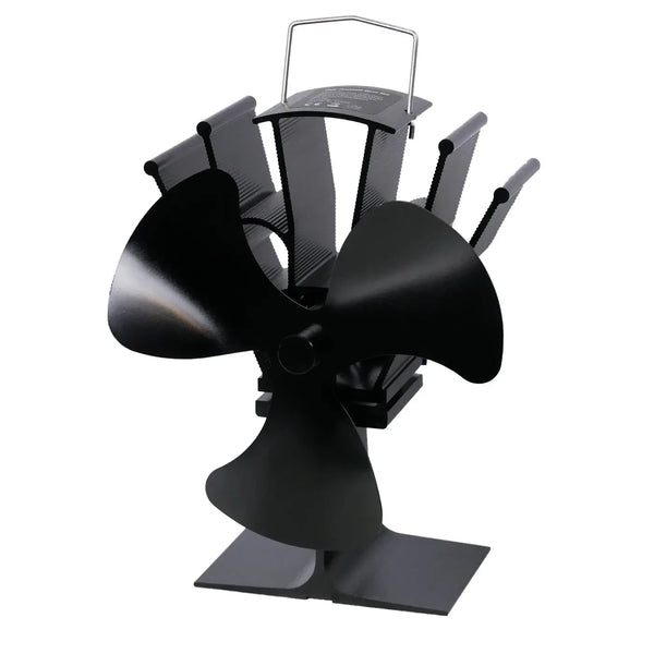 Zwarte warmtedreven haardventilator – 3 bladen