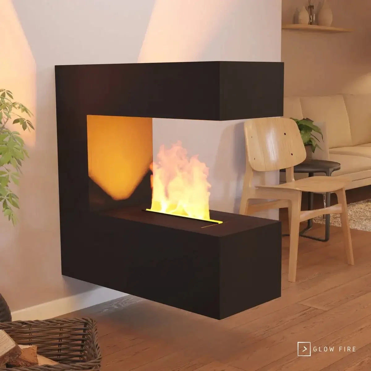 Schiller Wand Zwart - OMC 400 | Aan de wand gemonteerde waterdamp open haard