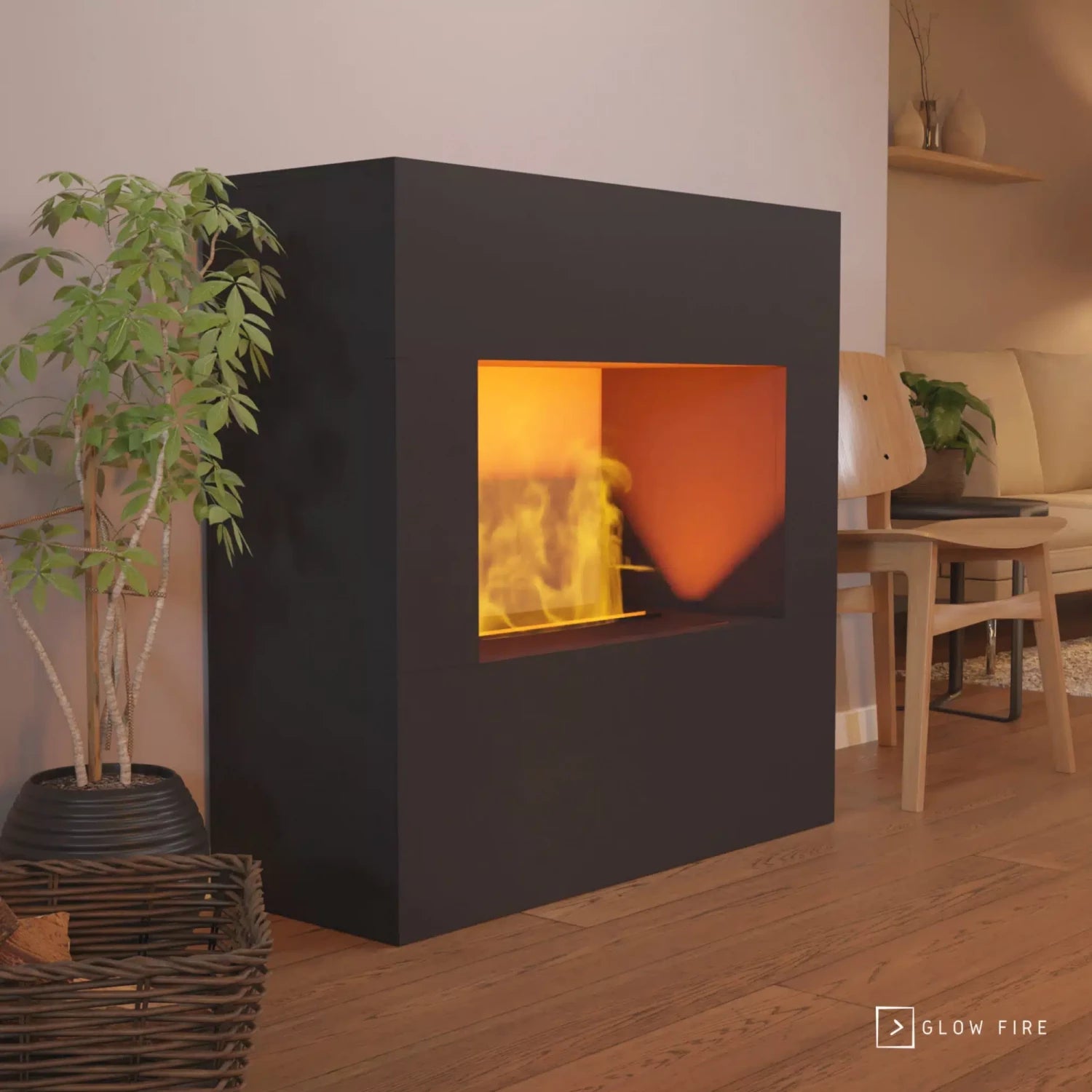 Goethe Sort OMC 600 | Fritstående vanddamppejs