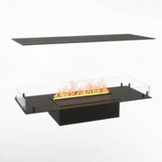 Foco Myst Four 1000 four-sided water vapour fireplace, studio shot with realistic Opti-myst flame effect