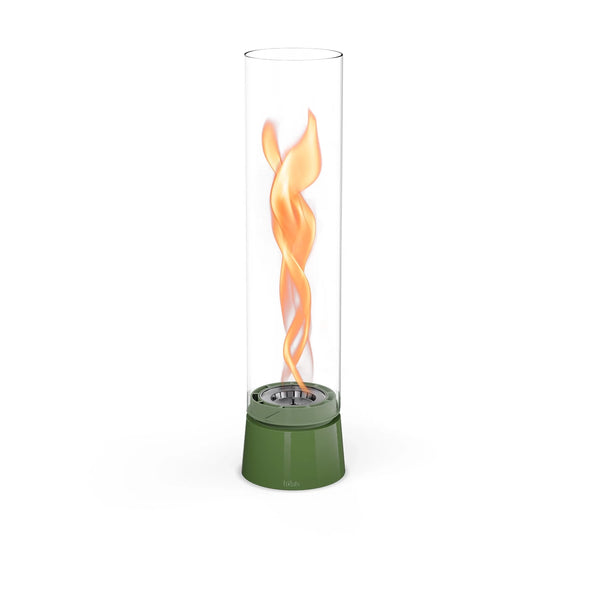 Höfats SPIN Air 1200 - Green table bio fireplace with high cylindrical glass