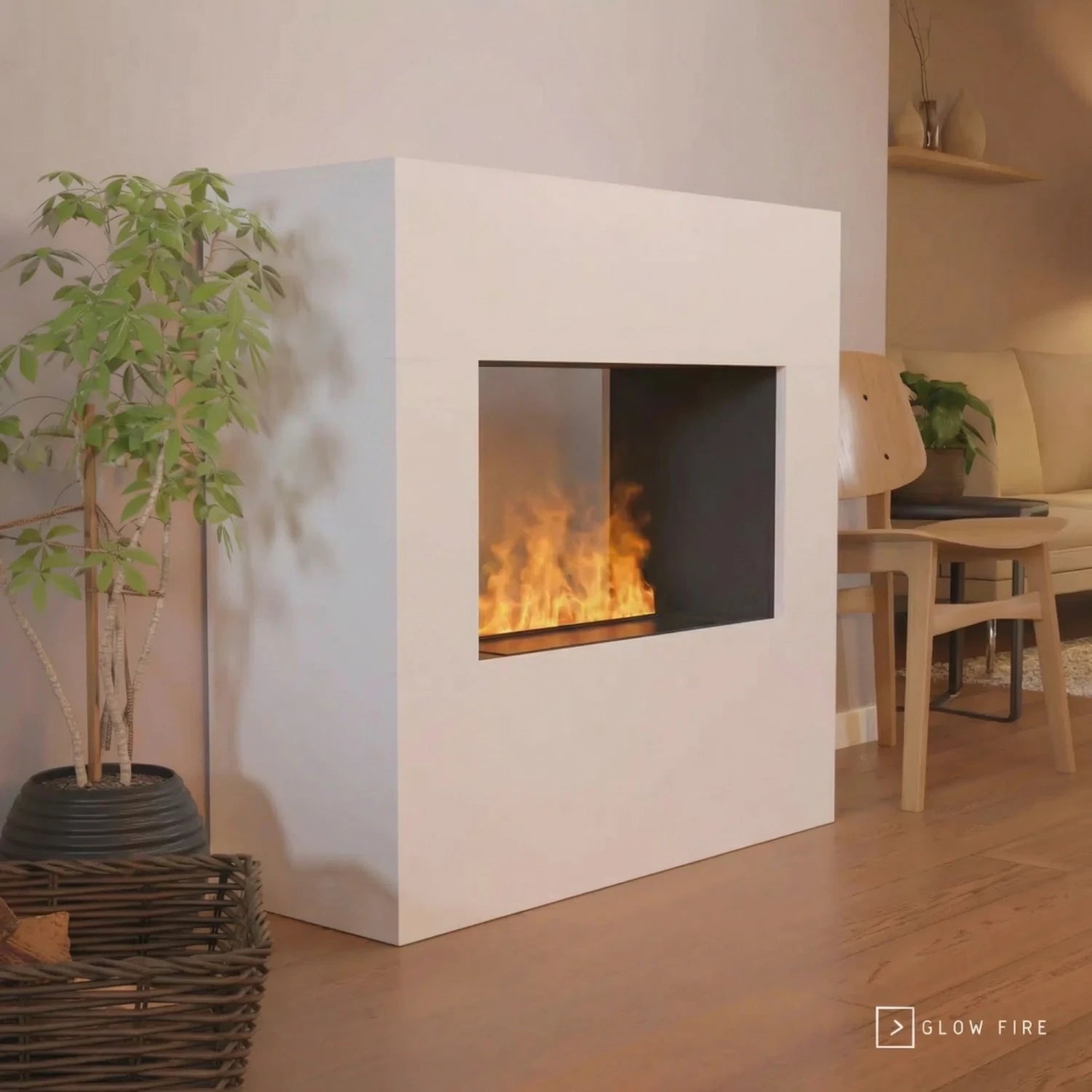 Goethe Hvid - OMC 600 | Fritstående Vanddamp Pejs