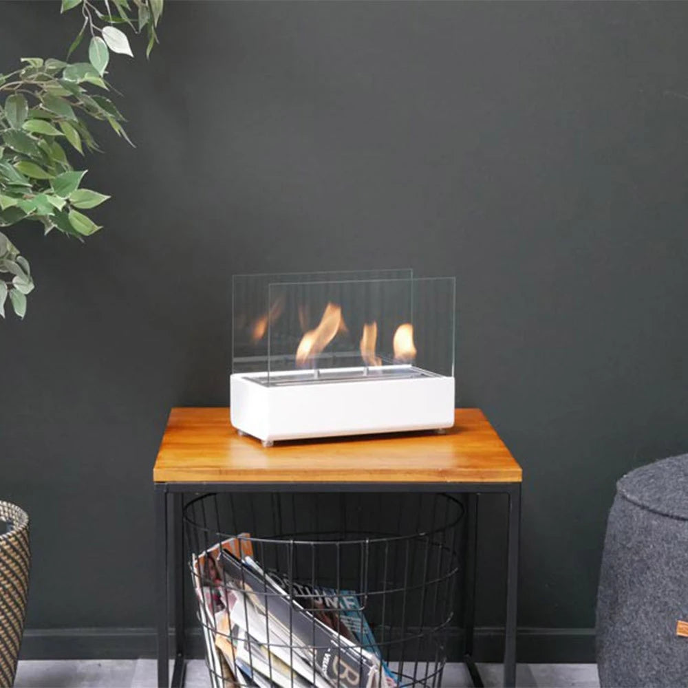 Bio-ethanol tafelhaard met glas - Wit