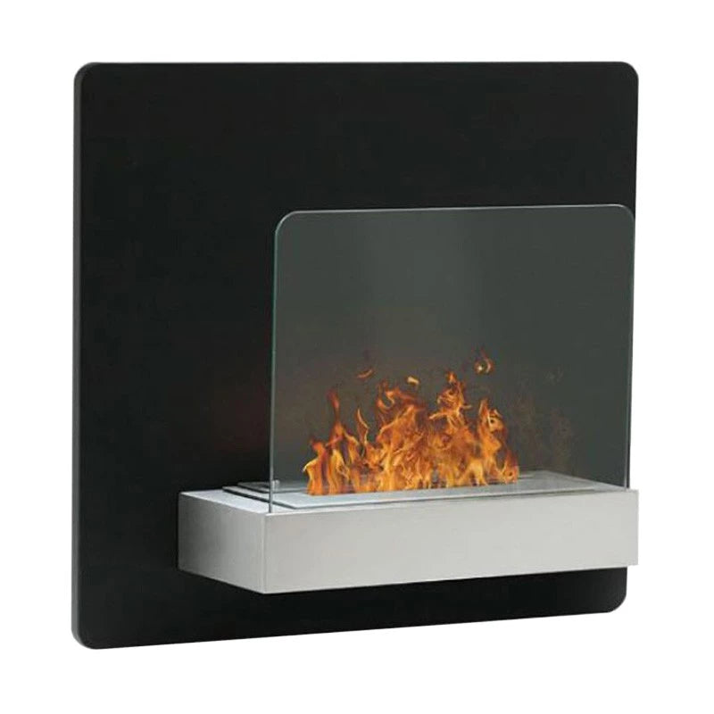 Wandhaard bio-ethanol met glas - Zwart