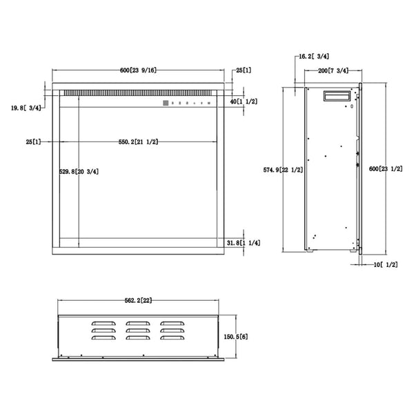 Aflamo 3D Elektrische Inzethaard 24" Vierkant (60 × 60 cm)