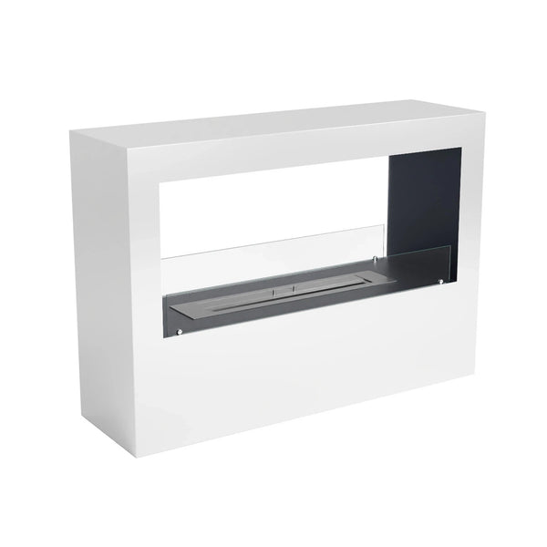 Lansing L - White Freestanding Bioethanol Fireplace