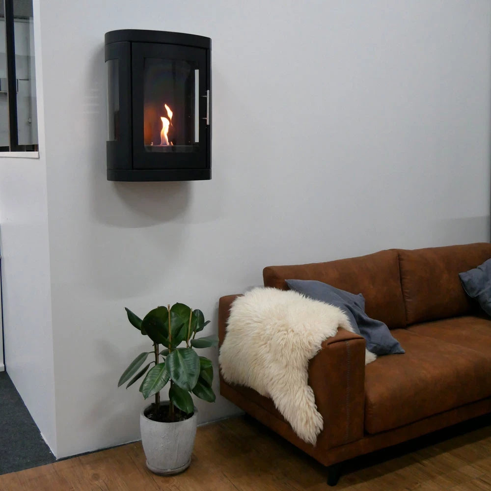 gesloten glazen wand bio-ethanol haard