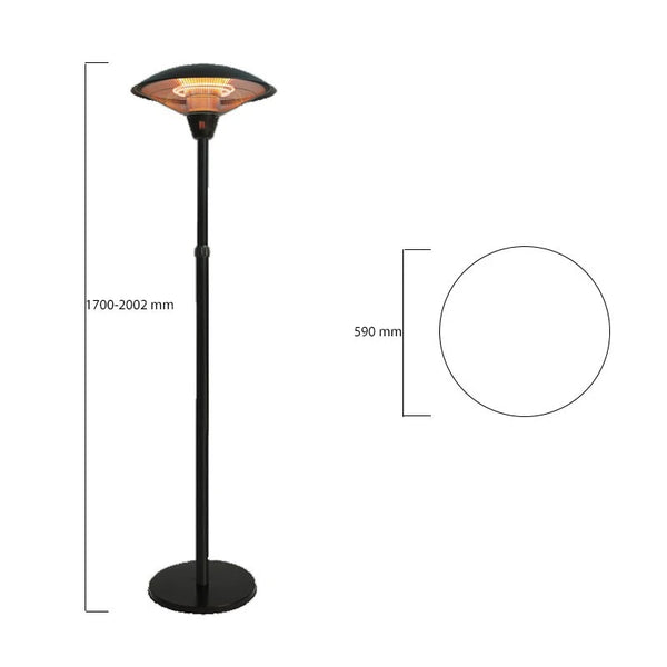 Terrasverwarmer 900/ 1200/ 2100 W, HA - Zwart