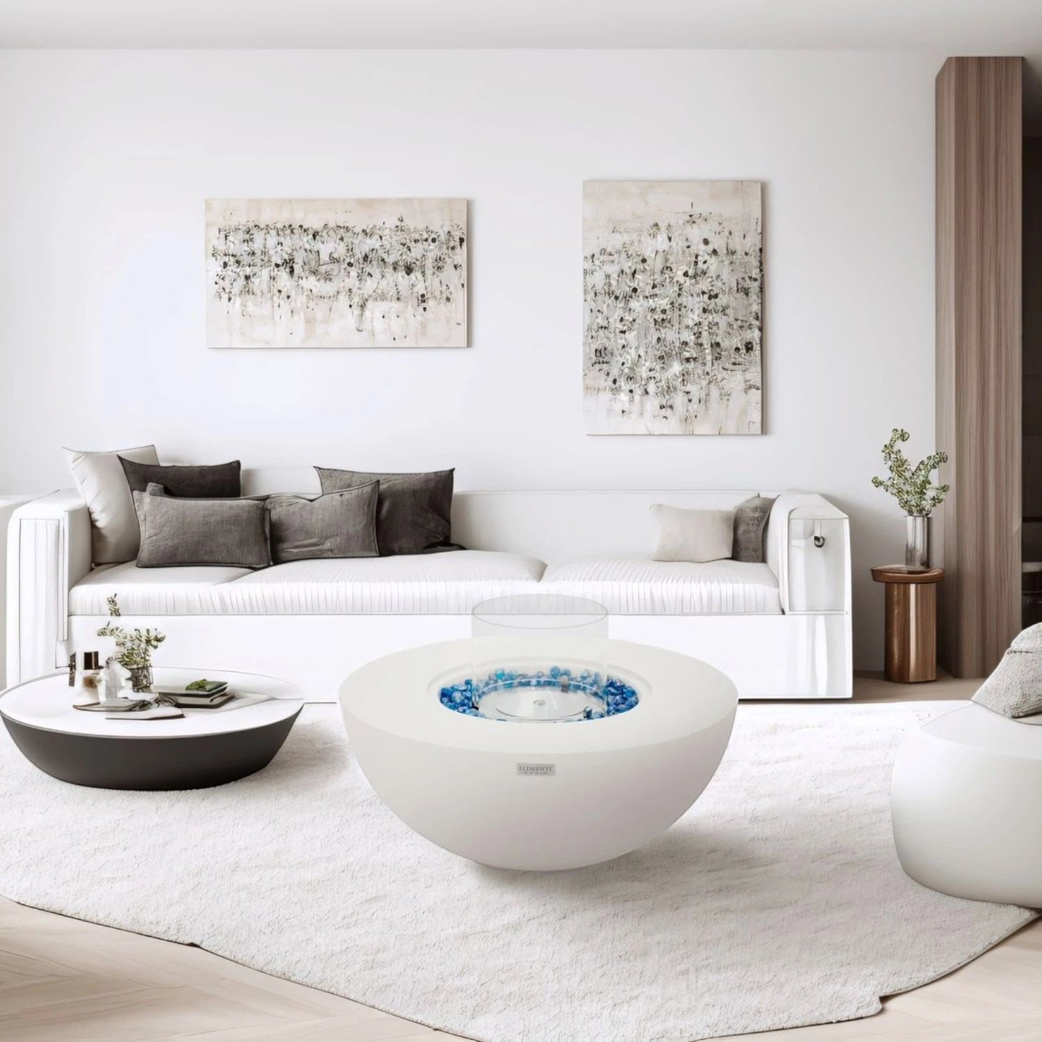 ROCA bio-ethanol vuurtafel – crème wit