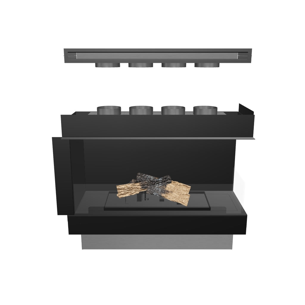 Flogs Box 1000 Rechterhoek (In-Room Vent) - Bio-ethanolhaard