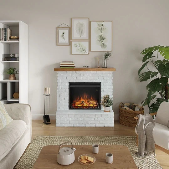 Rolf Electric Fireplace - Brick White