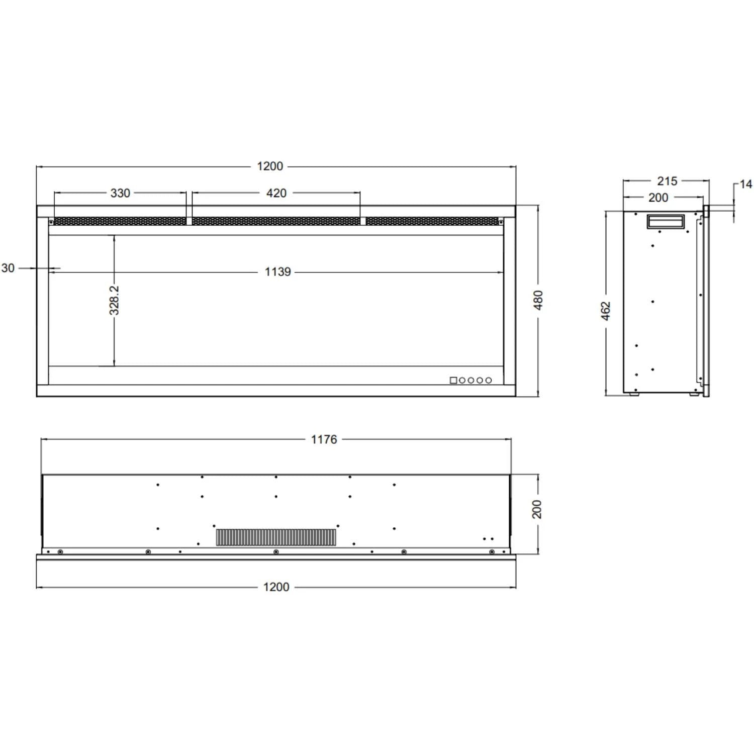 Aflamo Royal 3D 120 cm Elektrische Open Haard