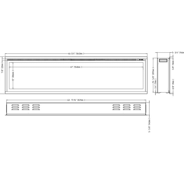 Royal Elektrische Haard 65" - 165 cm Wandgemonteerde Haard