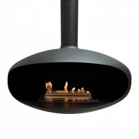 Icon Fires The ICONIC grote zwarte aan het plafond gemontuurde bio-ethanol haard met een diamter van 90 cm